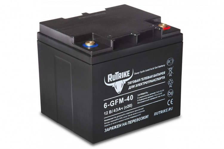 Тяговый гелевый аккумулятор RuTrike 6-GFM-40A (12V43A/H C20) в Кургане
