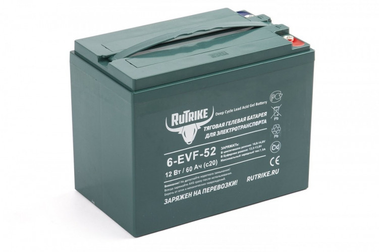 Тяговый гелевый аккумулятор RuTrike 6-EVF-52A (12V52A/H C3) в Кургане
