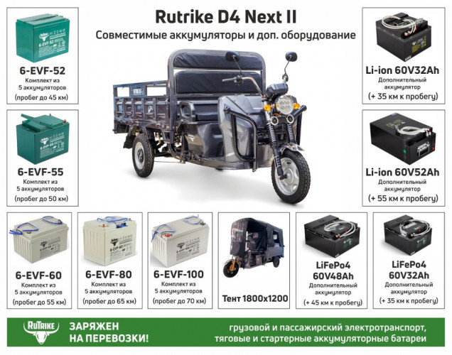 Грузовой электрический трицикл RuTrike D4 NEXT II в Кургане