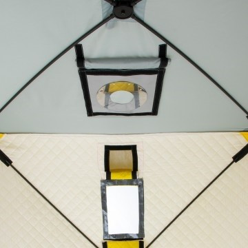 Палатка для рыбалки Helios утепл.Куб 1,5х1,5 желтый/серый в Кургане