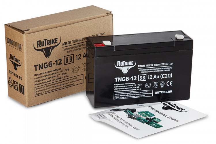 Тяговый гелевый аккумулятор RuTrike TNG 6-12 (6V12A/H C20) в Кургане