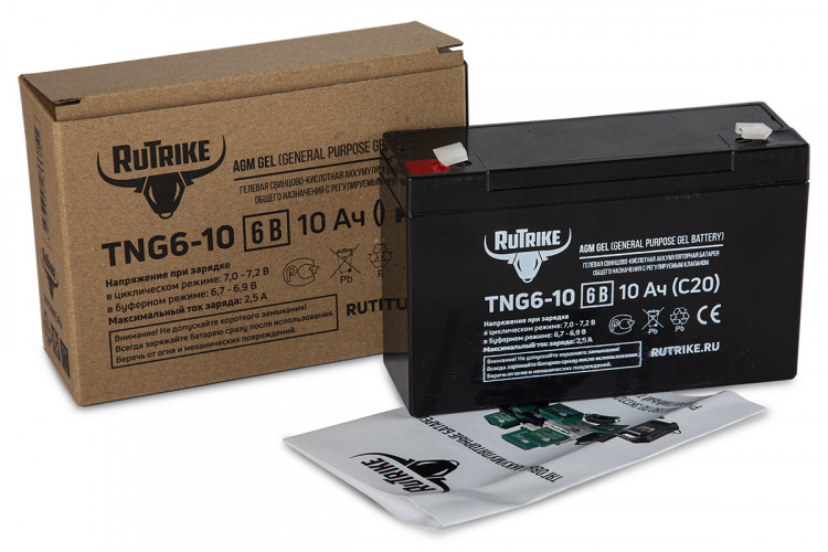 Тяговый гелевый аккумулятор RuTrike TNG 6-10 (6V10A/H C20) в Кургане