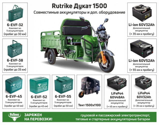 Грузовой электрический трицикл RuTrike Дукат 1500 в Кургане